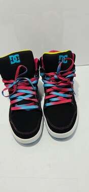 Women's DC Shoes Cure Hi Top Multi Color Skate Shoes Size 11